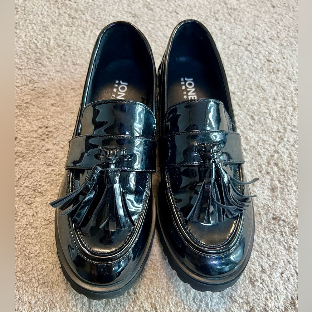Black Loafers - Jones New York Black Glossy Women's Loafers